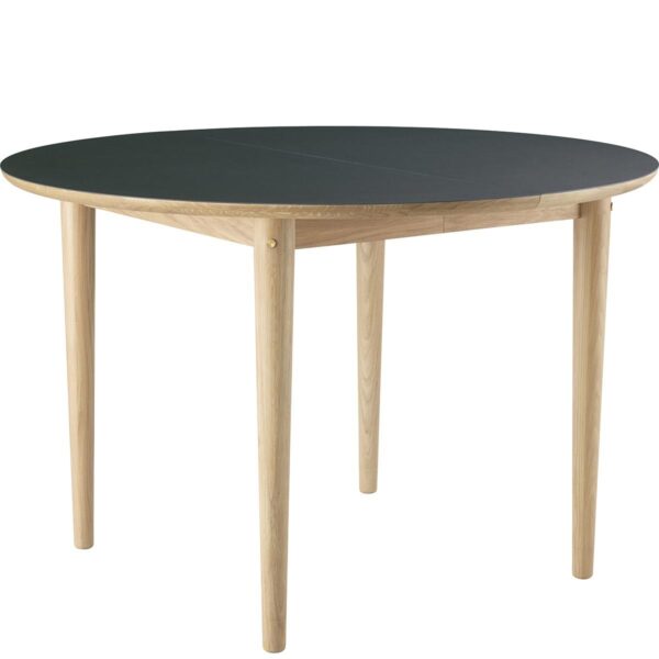 C65E Bjørk- Extendable Round Dining Table ø115cm- Natural Oak/ Dark Green C65E Bjørk- Extendable Round Dining Table ø115cm- Natural Oak/ Dark Green