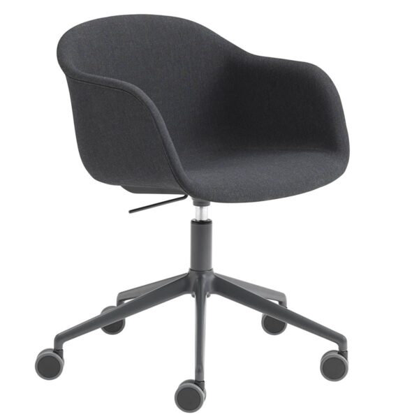 Fiber Armchair Swivel Base with Castors and Gaslift, Upholstered- More Options