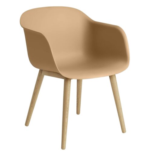 Fiber Armchair Wood Base - Ochre Fiber Armchair Wood Base - Ochre