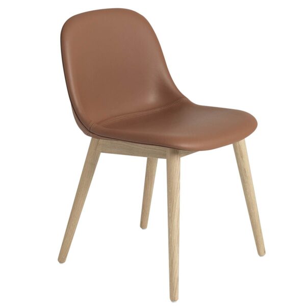 Fiber Side Chair Upholstered Wood Base -Refine Leather - Cognac/Oak Fiber Side Chair Upholstered Wood Base -Refine Leather - Cognac/Oak