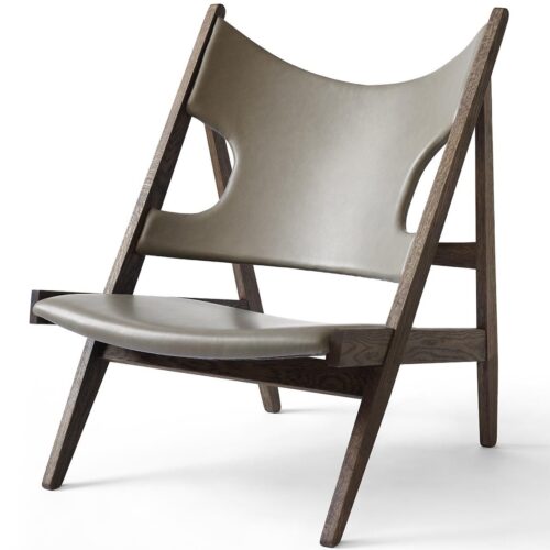 Knitting Lounge Chair- Beige Leather (Dakar 0311)/ Dark Stained Oak