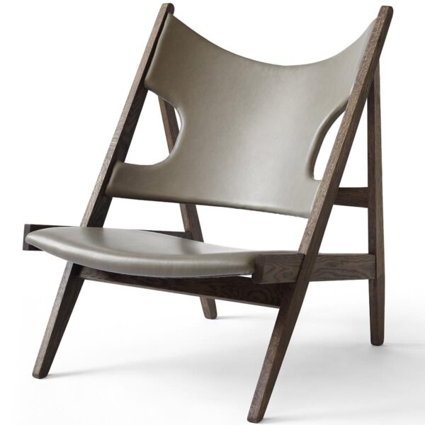 Knitting Lounge Chair- Beige Leather (Dakar 0311)/ Dark Stained Oak