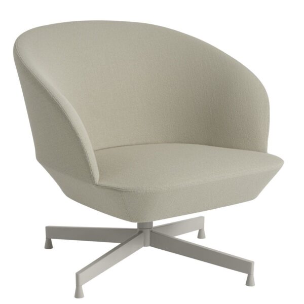 Oslo Lounge Chair, Swivel Base- Grey / Vidar 146