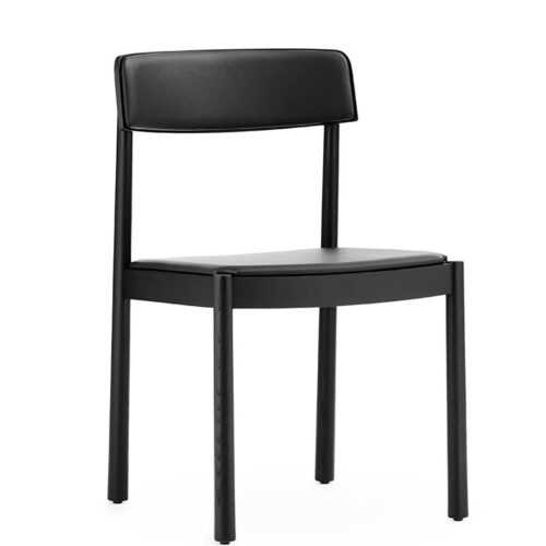 Timb Wooden Chair Upholstered- Black/ Black leather Timb Wooden Chair Upholstered- Black/ Black leather