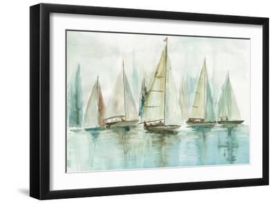 Blue Sailboats I - Black Framed Art Print Wall Art, 18x12