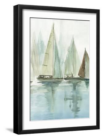 Blue Sailboats II - Black Framed Art Print Wall Art, 12x18