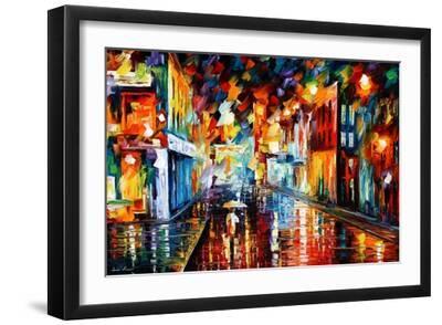 City Under Rain - Black Framed Art Print Wall Art, 18x12
