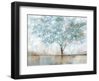 Dreamy Blue Tree - Black Framed Art Print Wall Art, 12x9