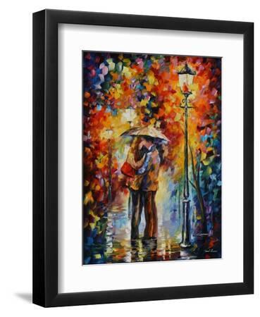 Kiss Under The Rain - Black Framed Art Print Wall Art, 9x12 Kiss Under The Rain - Black Framed Art Print Wall Art, 9x12