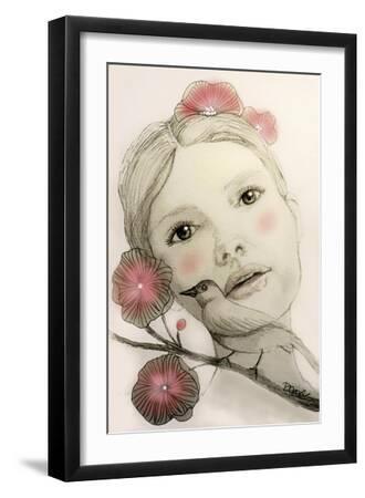 Melodie In Blush - Black Framed Art Print Wall Art, 12x18
