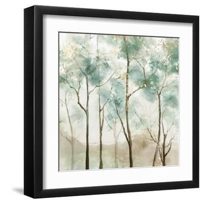 Sunny Green Forest - Black Framed Art Print Wall Art, 12x12